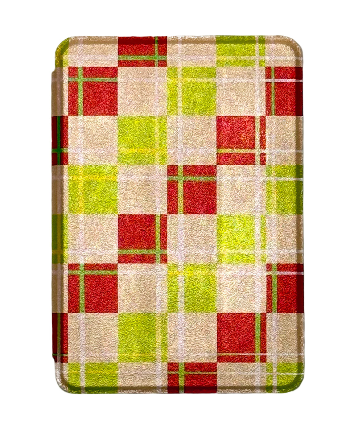 Plaid patterned case on a white background